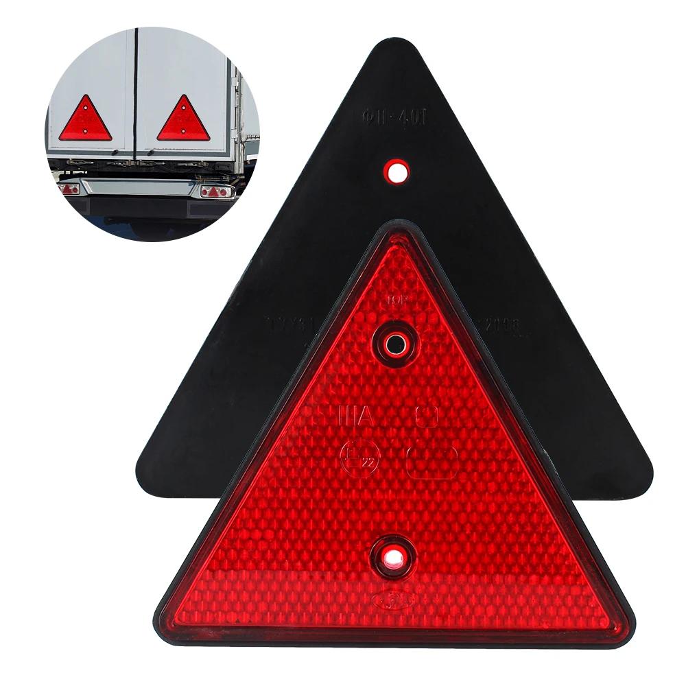 Triangle Reflective 2PCS Red Rear Reflectors For Gate Posts Safety Screw Reflectors